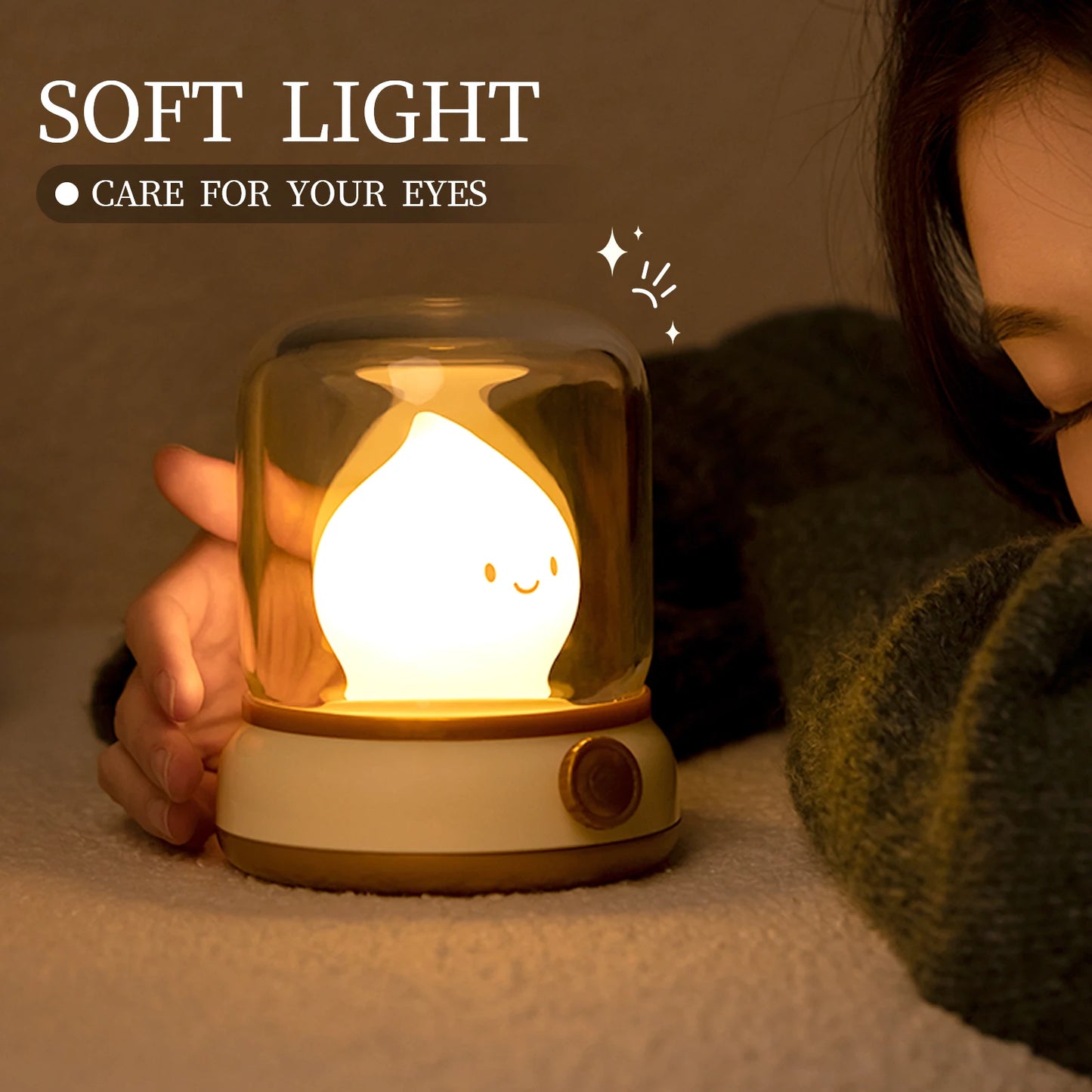 Ghost Flame Mini Desktop LED Cute Night Lamp - USB Chargeable