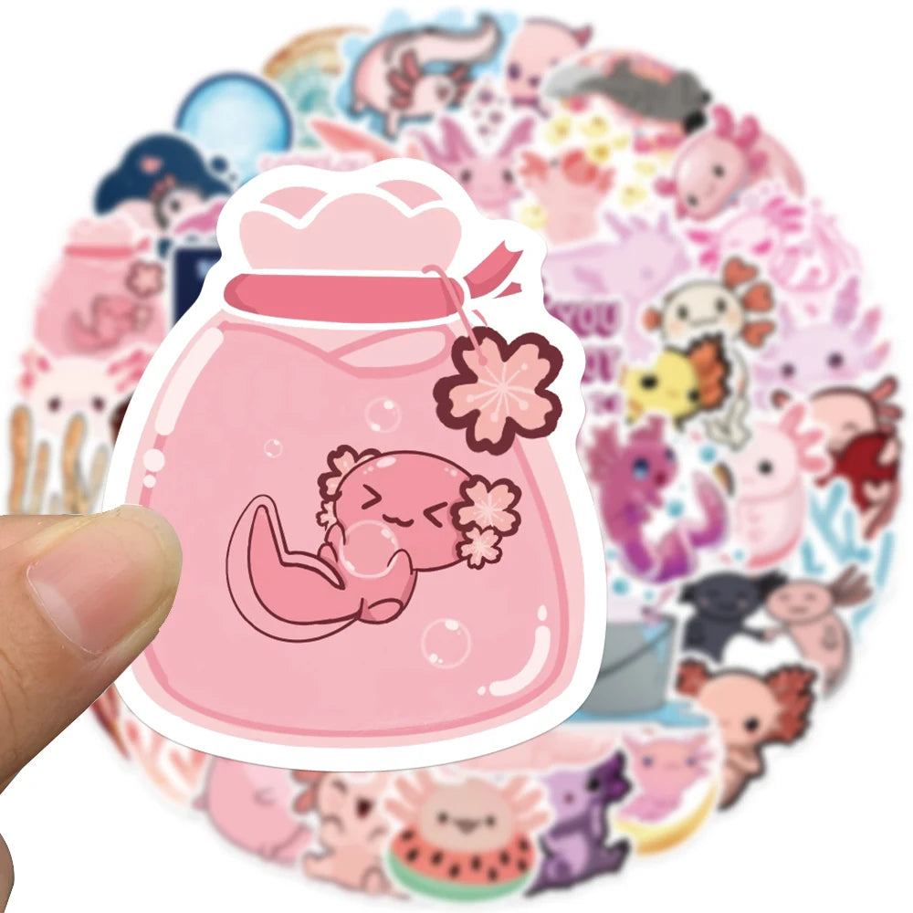 100Pcs Pink Axolotl Graffiti Stickers