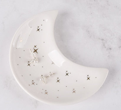 Ceramic Moon Shape Jewelry Dish Trinket Tray