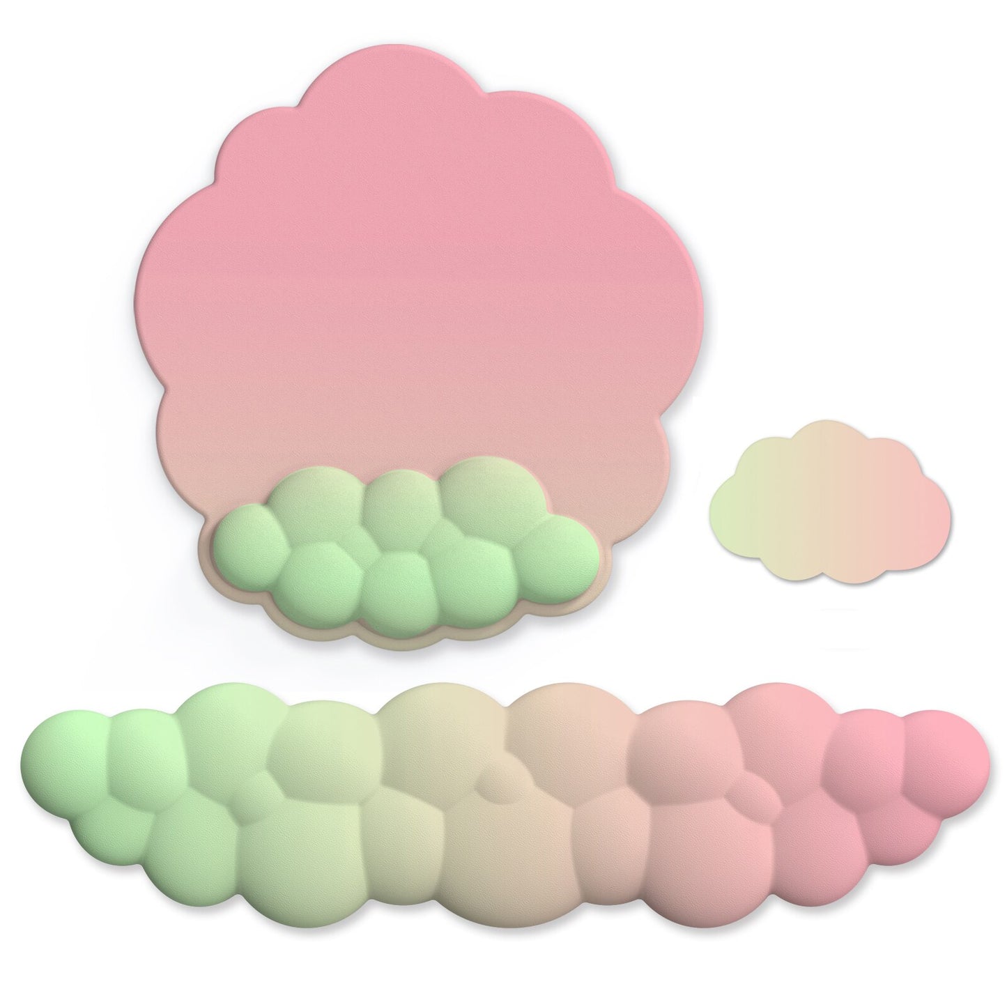 Pastel Ergonomic Cloud Ombre Keyboard Pad, Wrist Pad & Coaster Set