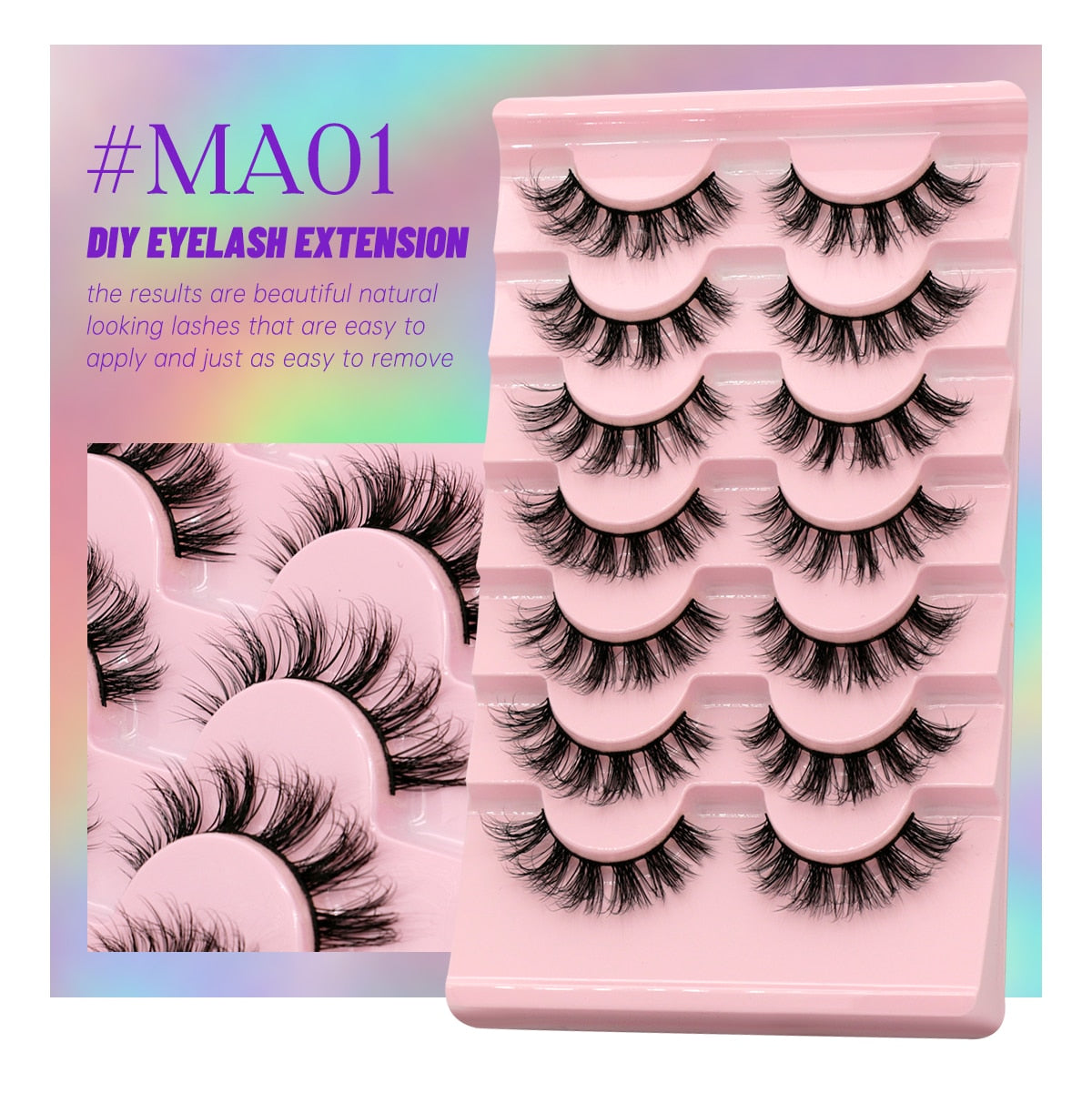 7 Pairs False Eyelashes - Natural Fluffy & Soft, Various Styles