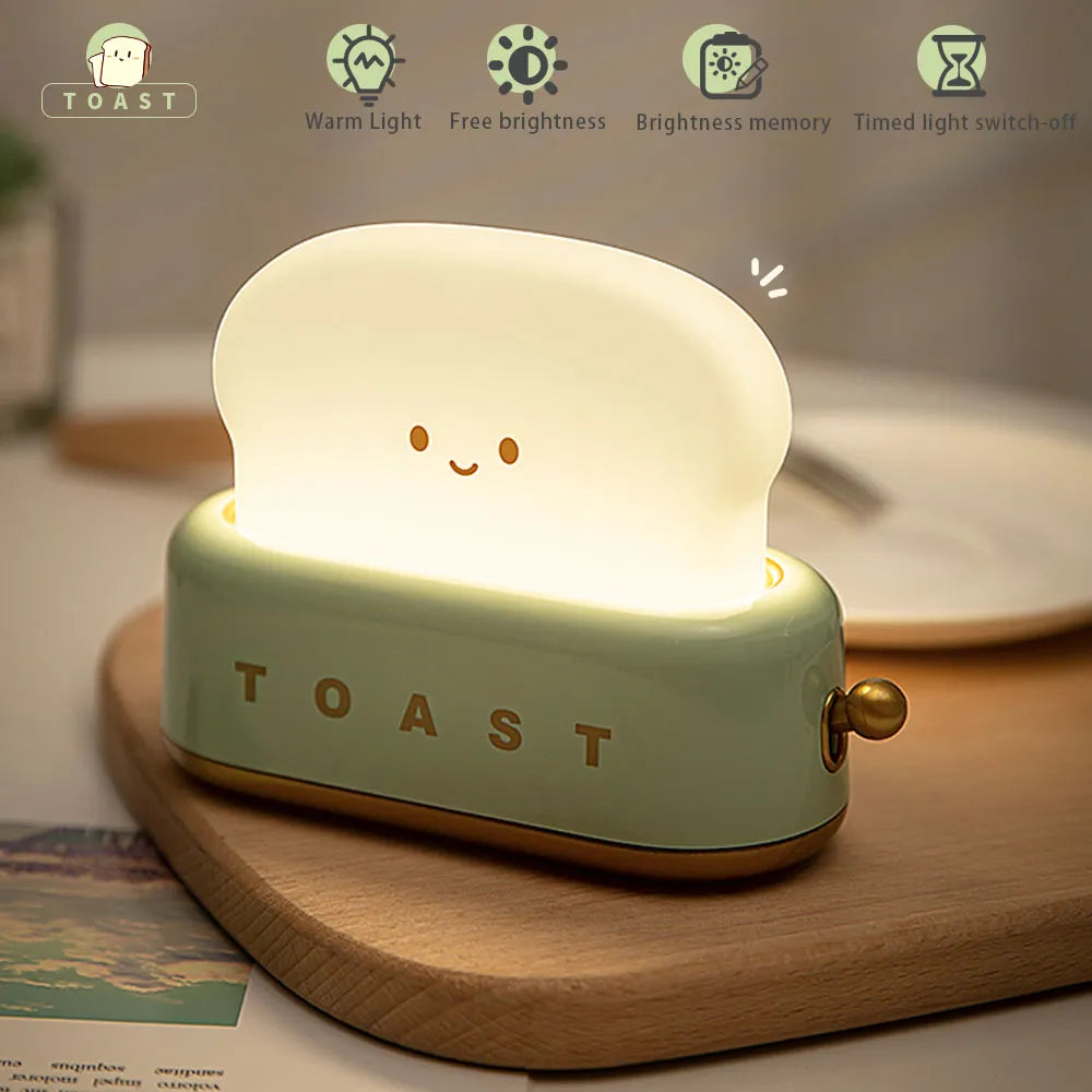 Adorable Toast Kawaii Cartoon LED Night Light Lamp