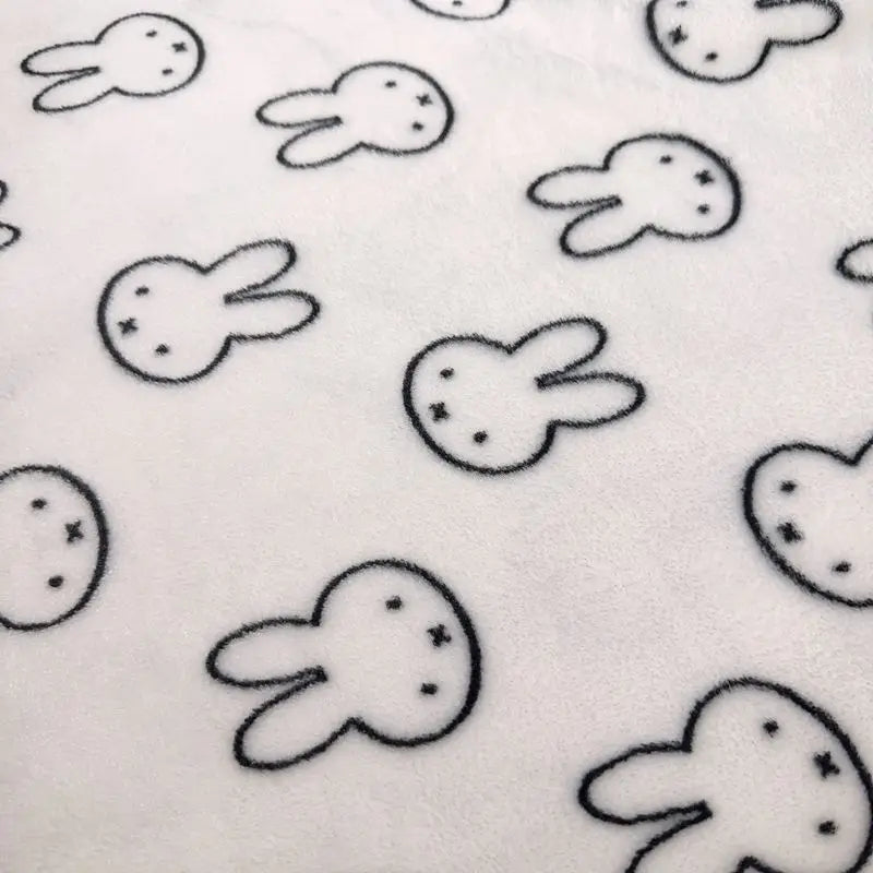 White Cute Cartoon Rabbit Kawaii Flannel Blanket