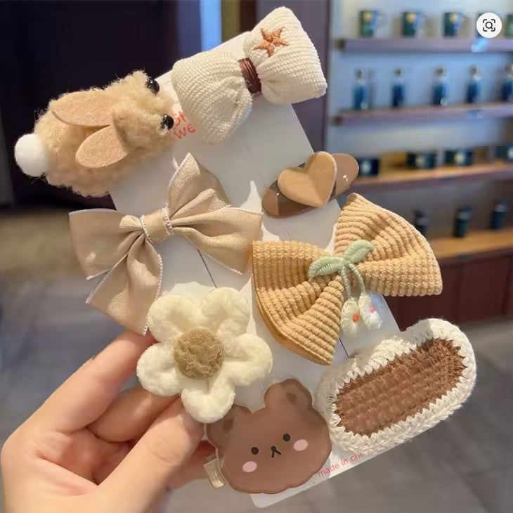 Cute Hair Clips Pins Set of 8 - Neutrals