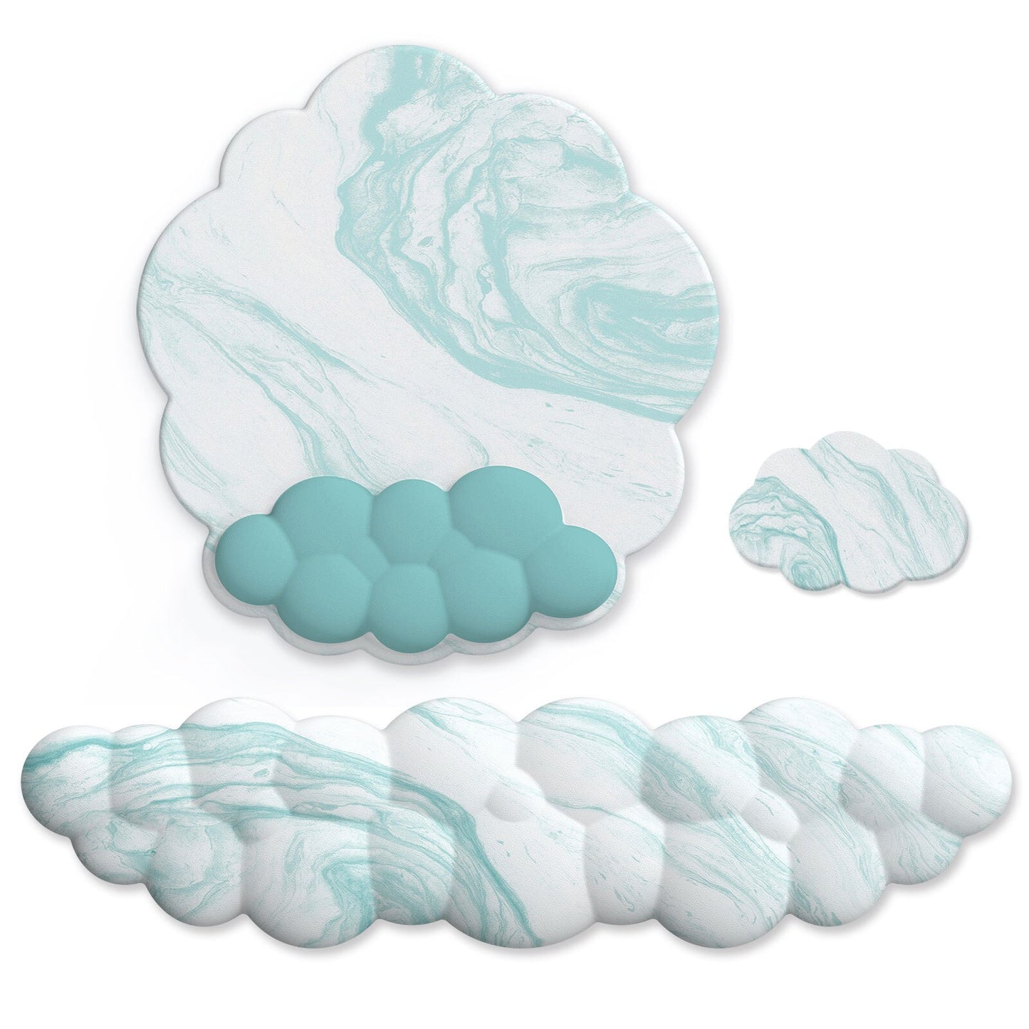 Pastel Ergonomic Cloud Ombre Keyboard Pad, Wrist Pad & Coaster Set