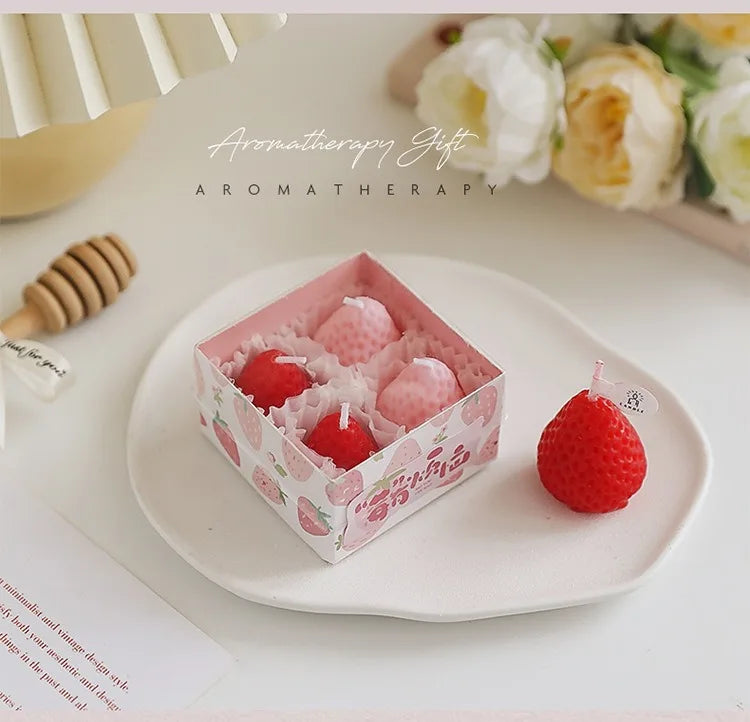 Cute Strawberry Aromatherapy Scented Candle Made with Soybean Wax