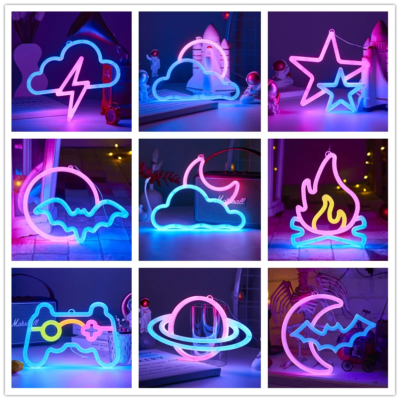 LED Bright Neon Light Night Room Wall Art l