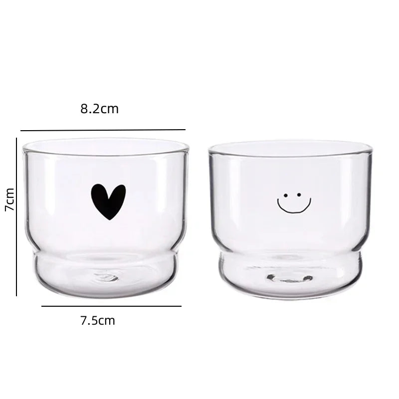 Cute Trendy Love Heart Happy Drinking Glass