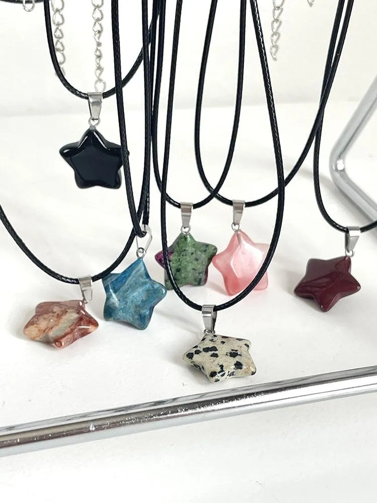 90's / Y2K Natural Stone Star Pendant Necklace Jewelry Gift
