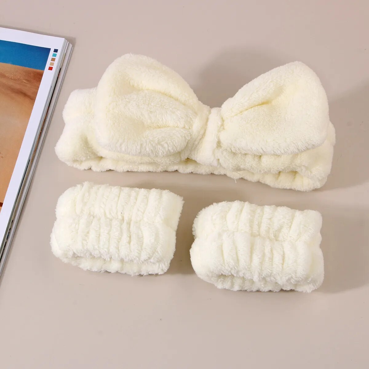 Cozy Fluffy Wash Face Absorbent Headbands Cuff Set
