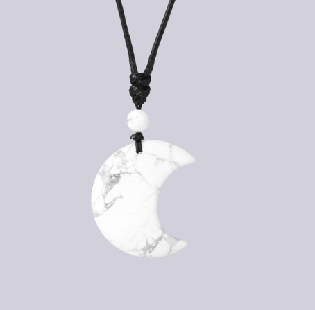Crescent Moon Crystal Necklace Natural Stone Pendant