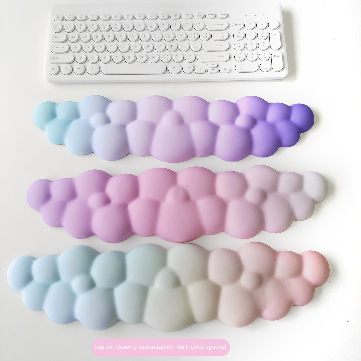 Pastel Ergonomic Cloud Ombre Keyboard Pad, Wrist Pad & Coaster Set
