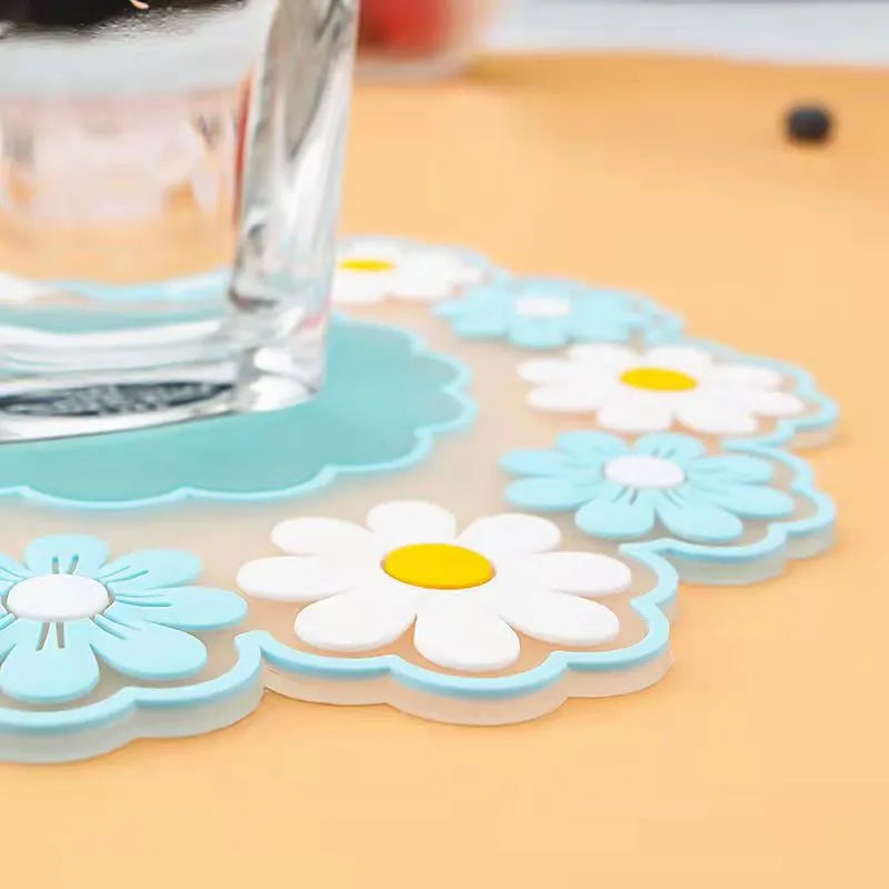 Kawaii Pastel Daisy Mug Placemat Coaster