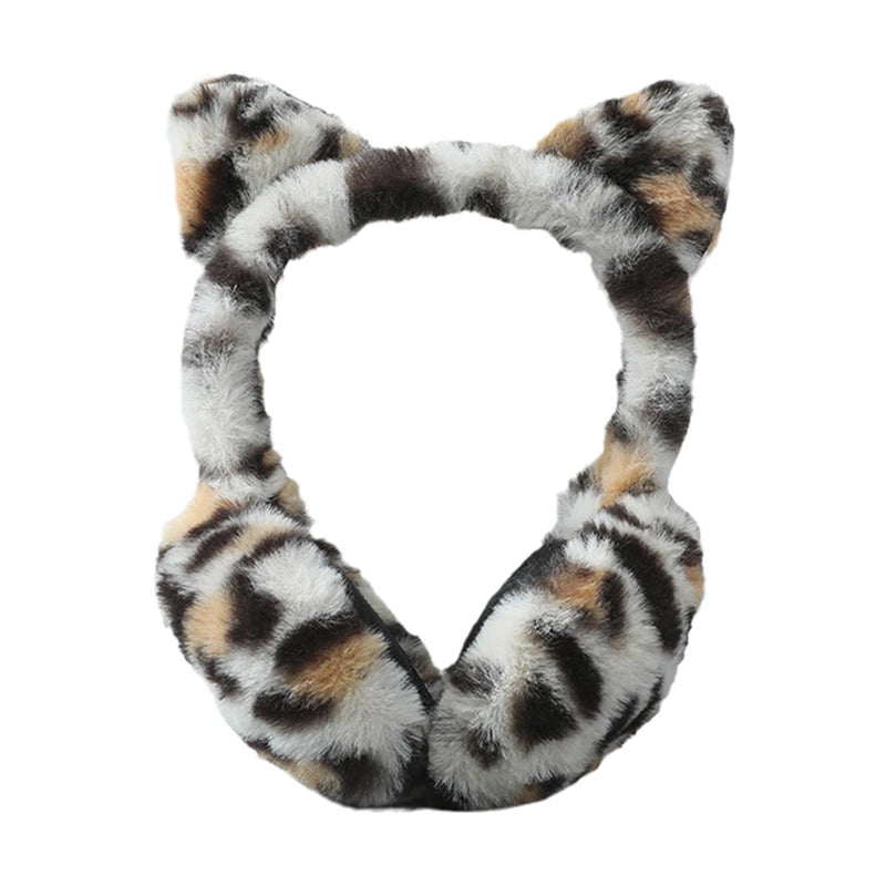 Winter Cozy Leopard Warm Cute Animal Print Plush Earmuffs