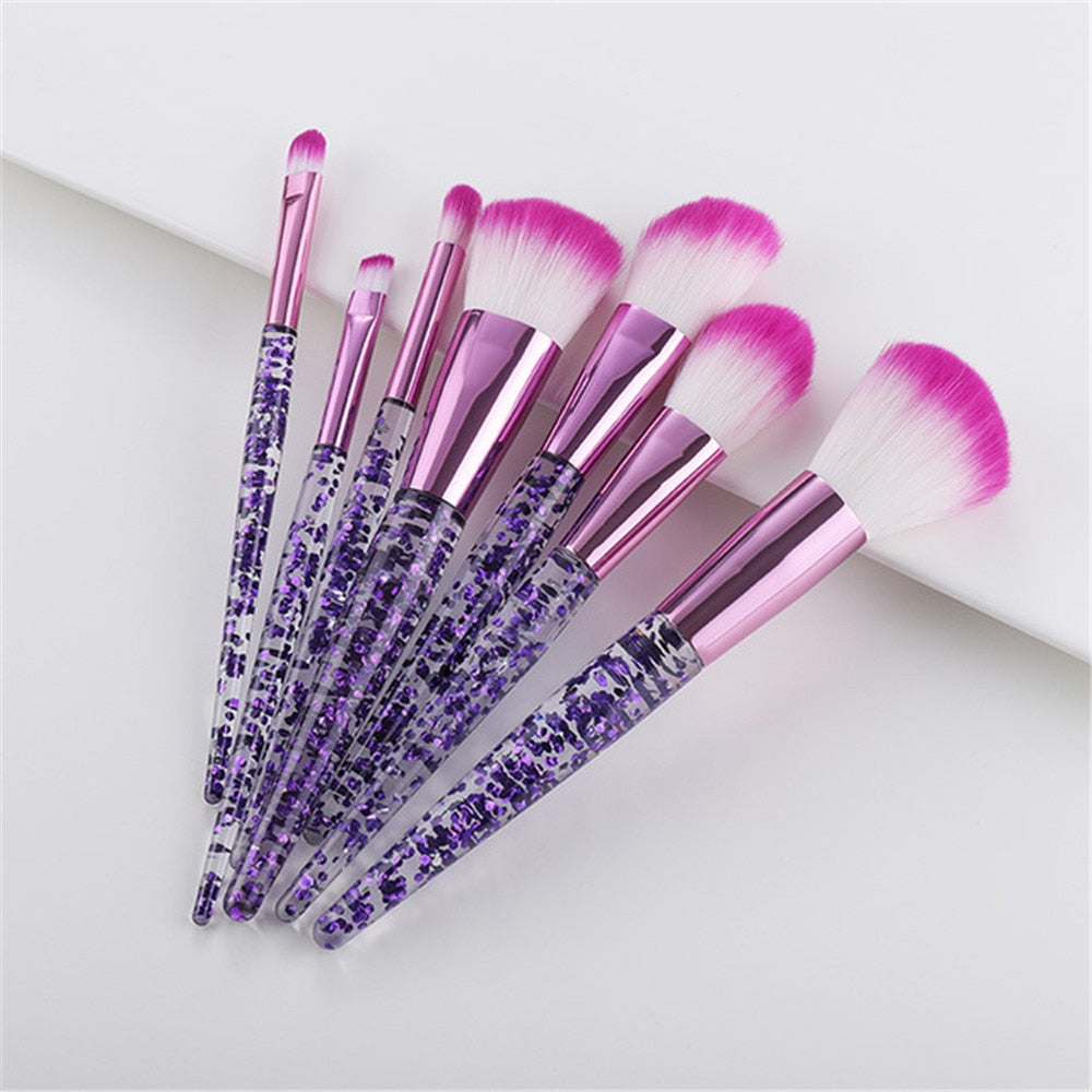 Purple Glitter Make Up Brushes - 10 Pieces