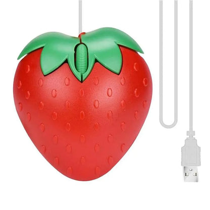 Cute Cartoon Red Strawberry Wired Mouse For Laptop Computer Gamer Girl