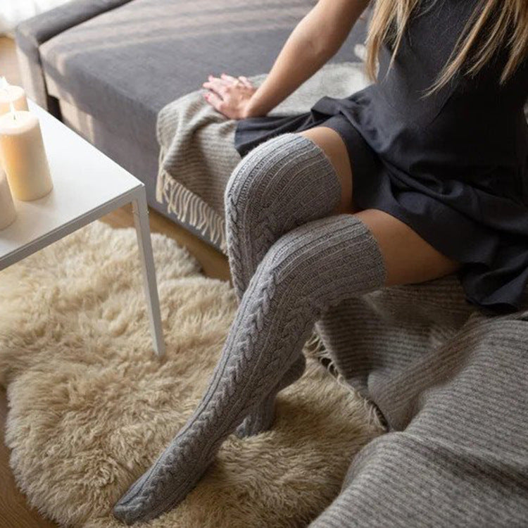 Cosy Thick Cable Knit Over Knee Socks