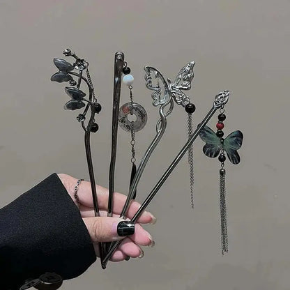 Butterfly Flower Tassel Hairsticks