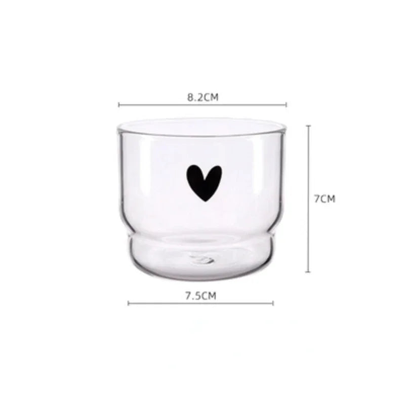 Cute Trendy Love Heart Happy Drinking Glass