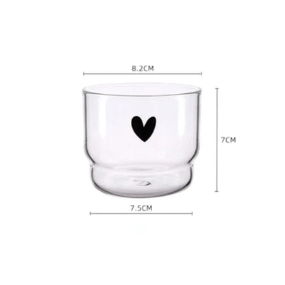 Cute Trendy Love Heart Happy Drinking Glass