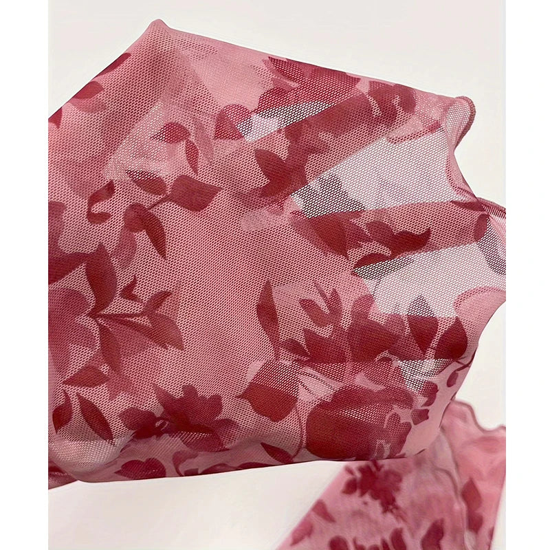 Cute Floral Printed V-Neck Mesh Whimsical Flare Top