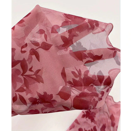 Cute Floral Printed V-Neck Mesh Whimsical Flare Top