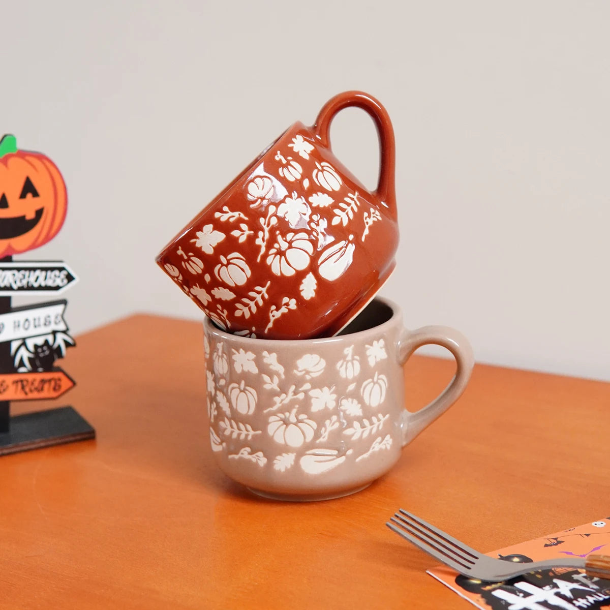 Cozy Cute Halloween Autumn Leaves Fall Pumpkin Coffee Mug