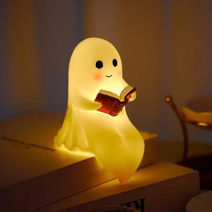 Cute Ghost Reading Lovers Autumn Cozy Halloween Light