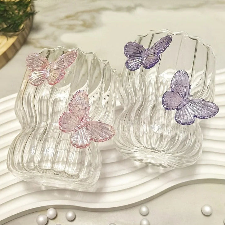 Cute & Stylish 3D Butterfly Glass in Pink or Purple