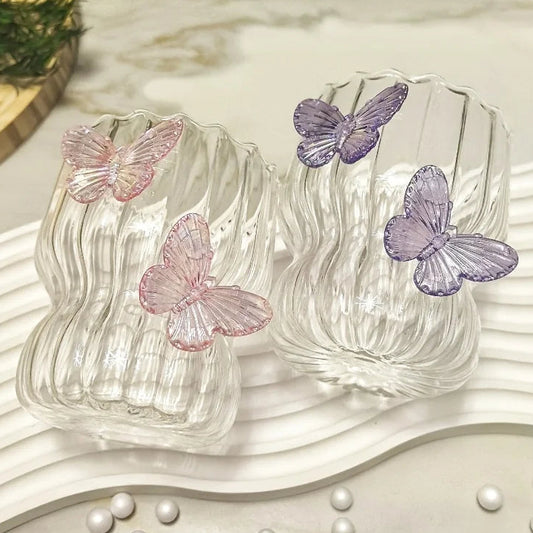 Cute & Stylish 3D Butterfly Glass in Pink or Purple