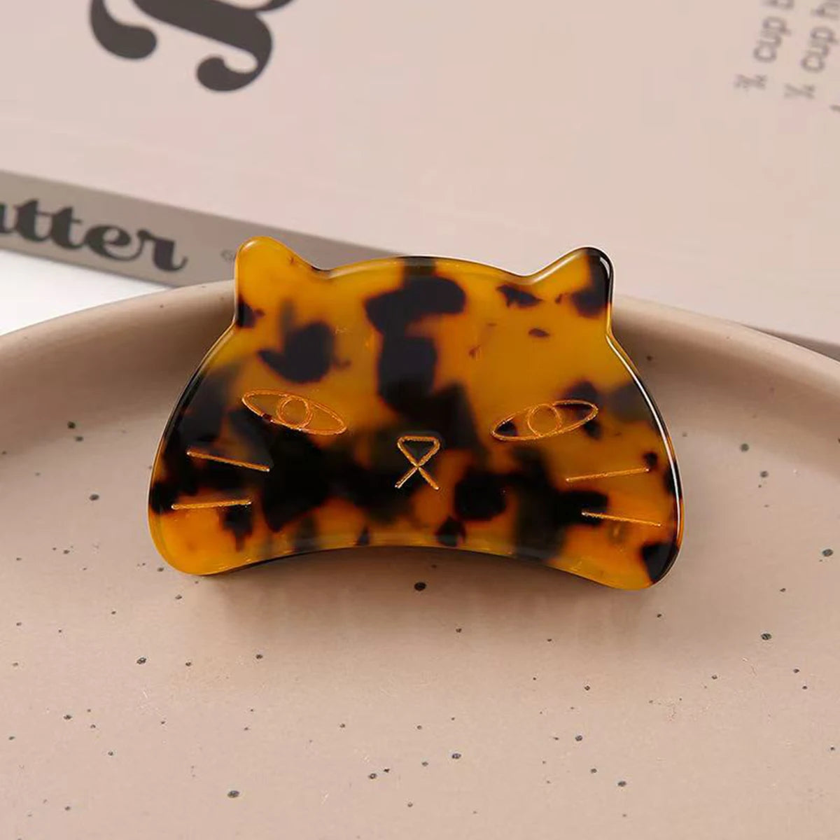 1pc Cat Cute Shell Pearlescent Animal Claw Hair Clip