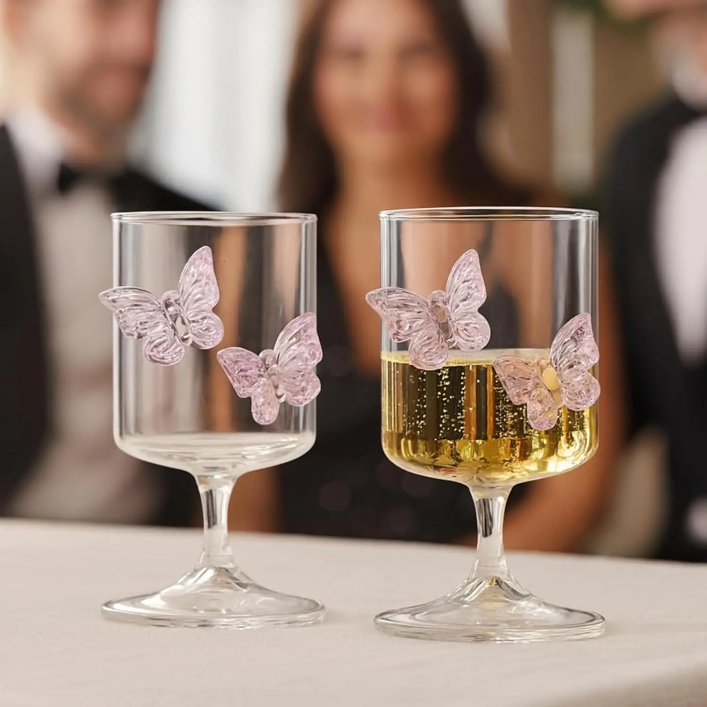 Cute Pink Butterfly Water Gin Drinking Glass