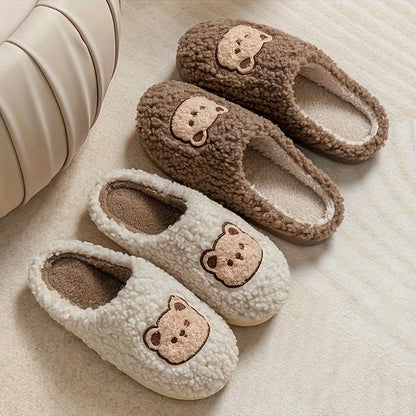 Cute Cozy Bear Plush Closed Toe Slippers