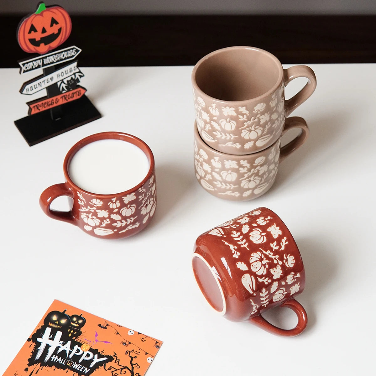 Cozy Cute Halloween Autumn Leaves Fall Pumpkin Coffee Mug