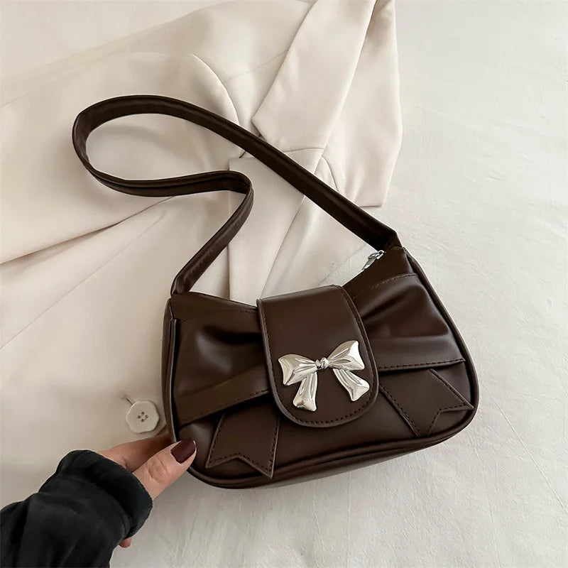 Sweet Bow Small Underarm Bag PU Leather