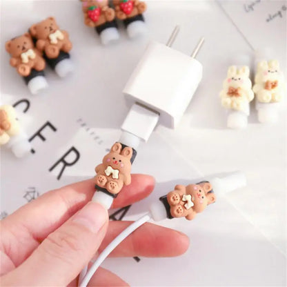 Cute Animal Neutral Brown Cable Protector for USB, Earphone, Charger