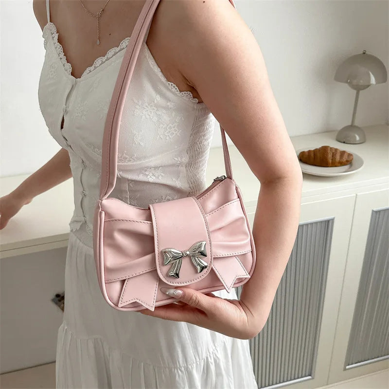 Sweet Bow Small Underarm Bag PU Leather