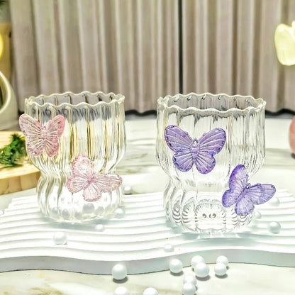 Cute & Stylish 3D Butterfly Glass in Pink or Purple