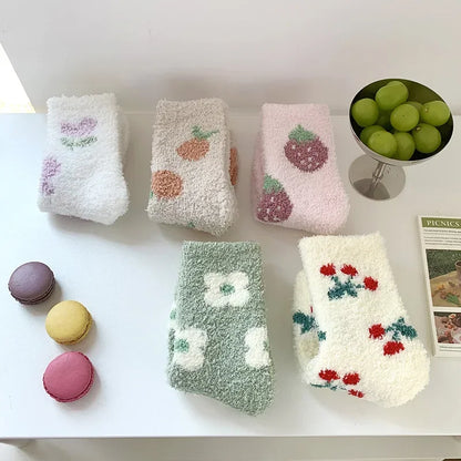 Cute Spring Socks Cozy Fluffy Cute Floral Spring Socks – Cosy Realm