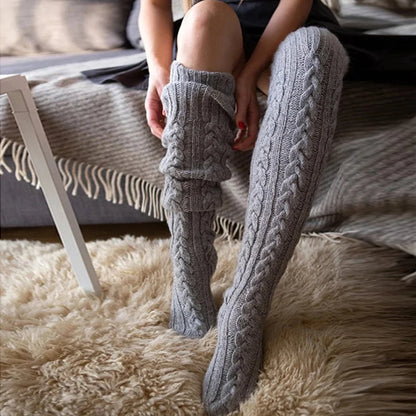 Cosy Thick Cable Knit Over Knee Socks