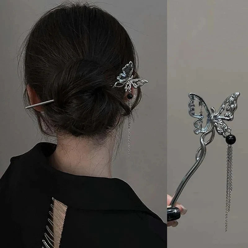 Butterfly Flower Tassel Hairsticks