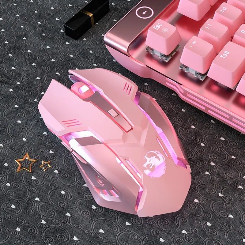 Pink Cute Kawaii Wireless or Wired Gaming Mouse For PC Laptop
