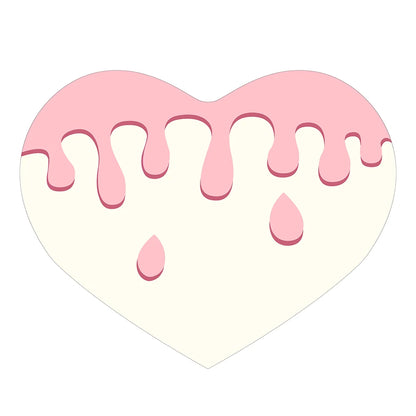 Cute Cozy Pink Drip Heart Plush Small Rug