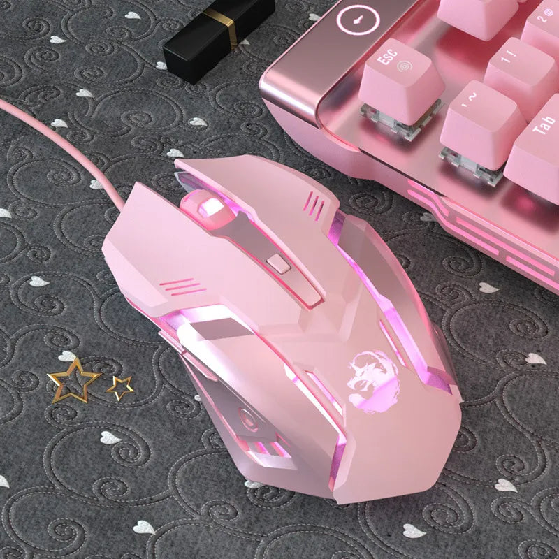 Pink Cute Kawaii Wireless or Wired Gaming Mouse For PC Laptop Computer ...