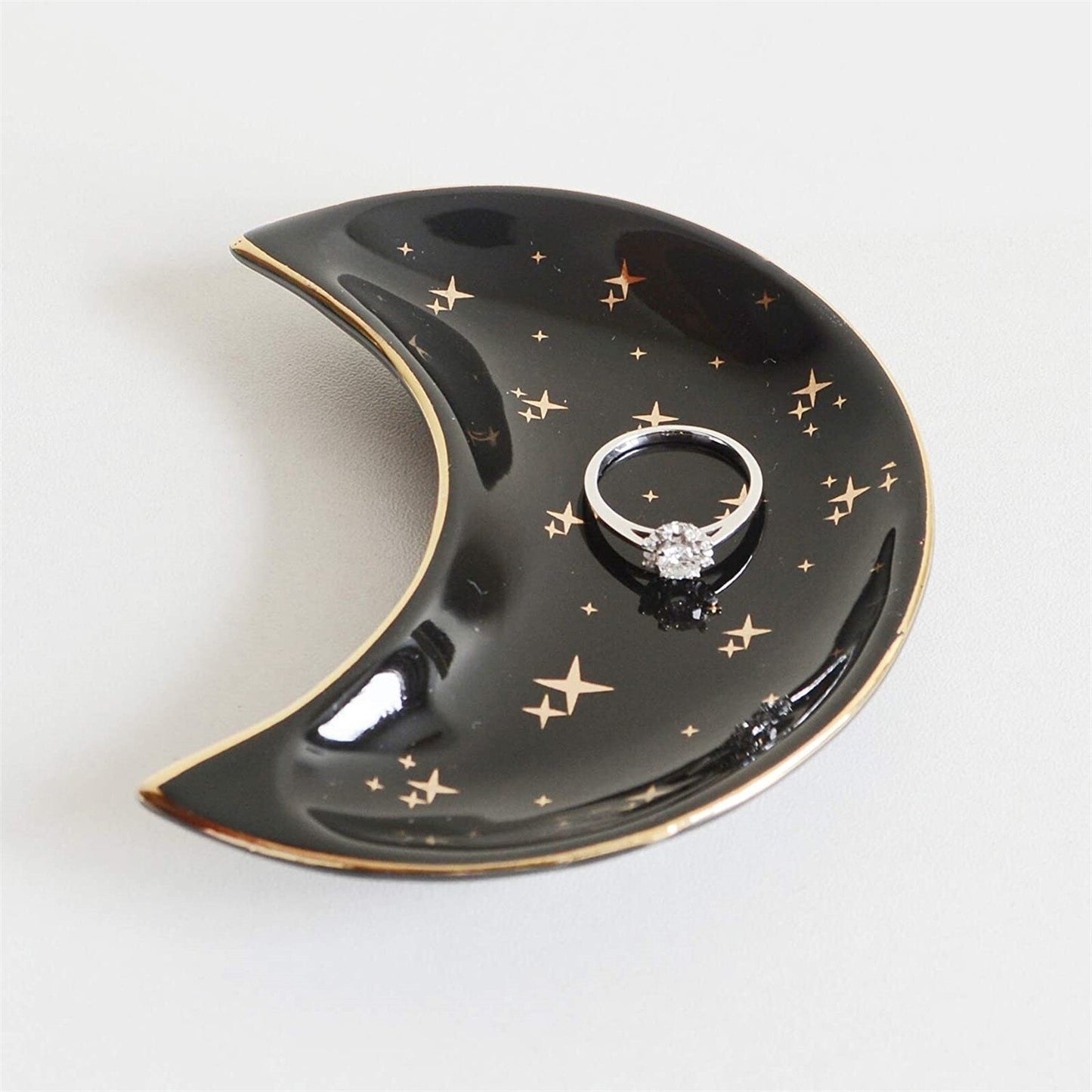 Ceramic Moon Shape Jewelry Dish Trinket Tray