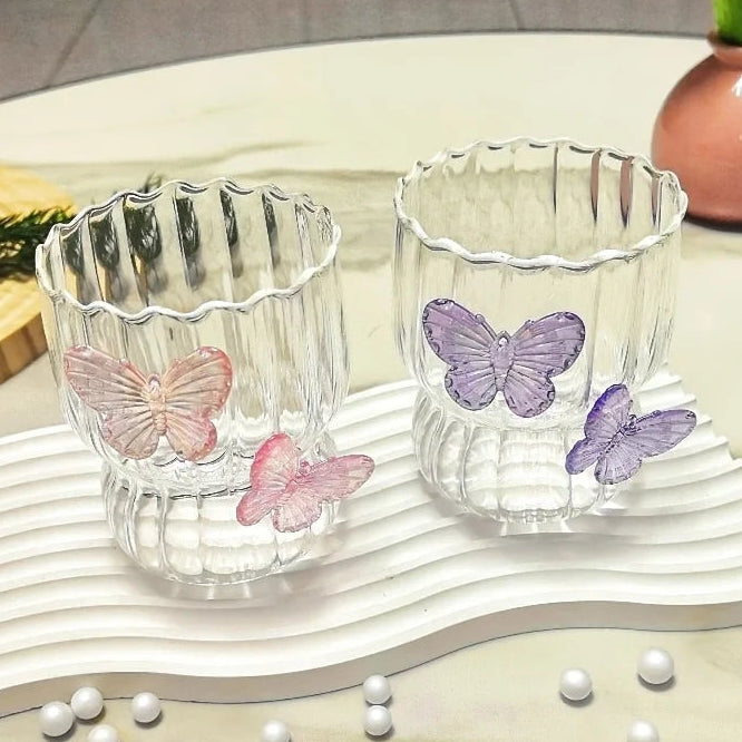 Cute & Stylish 3D Butterfly Glass in Pink or Purple
