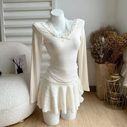 Kawaii White Preppy Mini Skirt