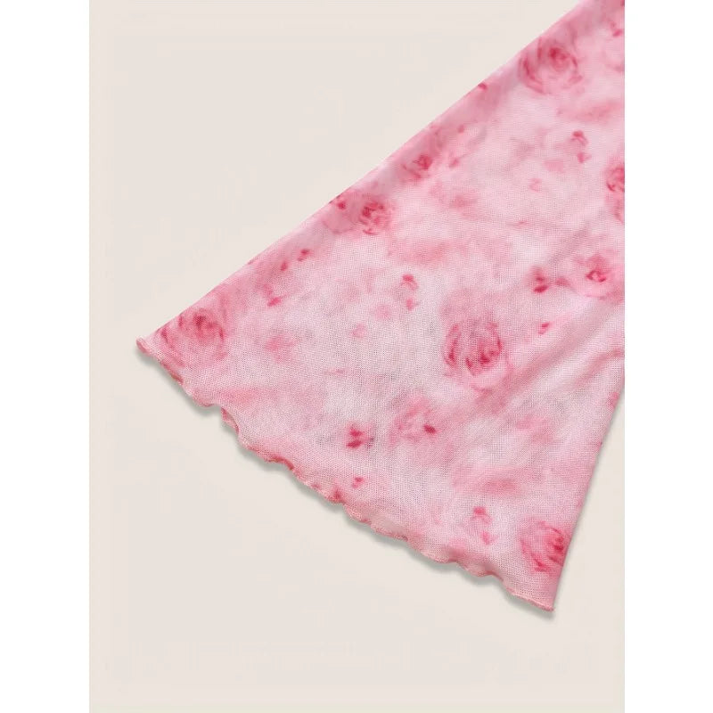 Pink Bow Floral Long Sleeved Top