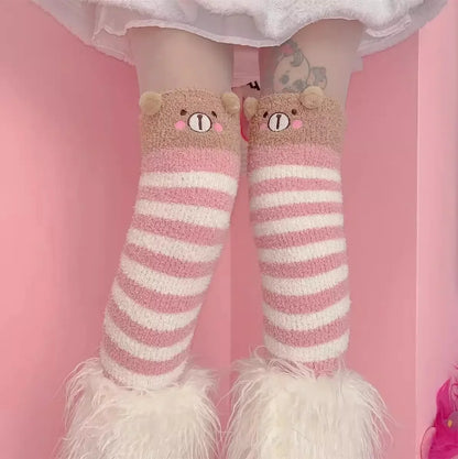 Warm Cute Cozy Bear Thermal Leg Warmer Over Knee Socks(Various Styles)