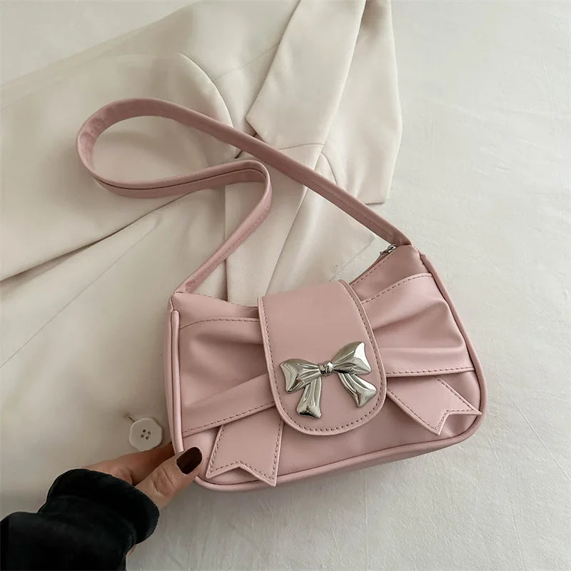 Sweet Bow Small Underarm Bag PU Leather
